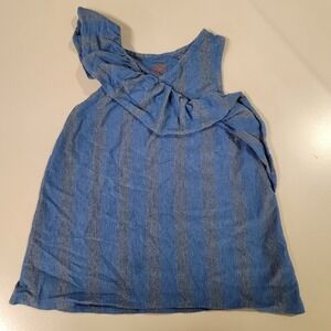 Girls Ruffled Glitter Tank Top – Cat & Jack – Size S (6/6X) Blue/silver